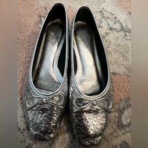 Vince Camuto Metallic Silver Flats with Bow